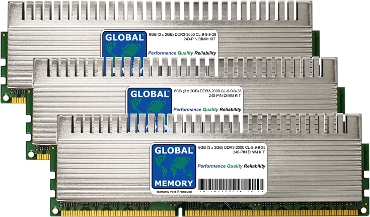 6GB (3 x 2GB) DDR3 2000MHz PC3-16000 240-PIN OVERCLOCK DIMM MEMORY RAM KIT FOR PC DESKTOPS/MOTHERBOARDS
